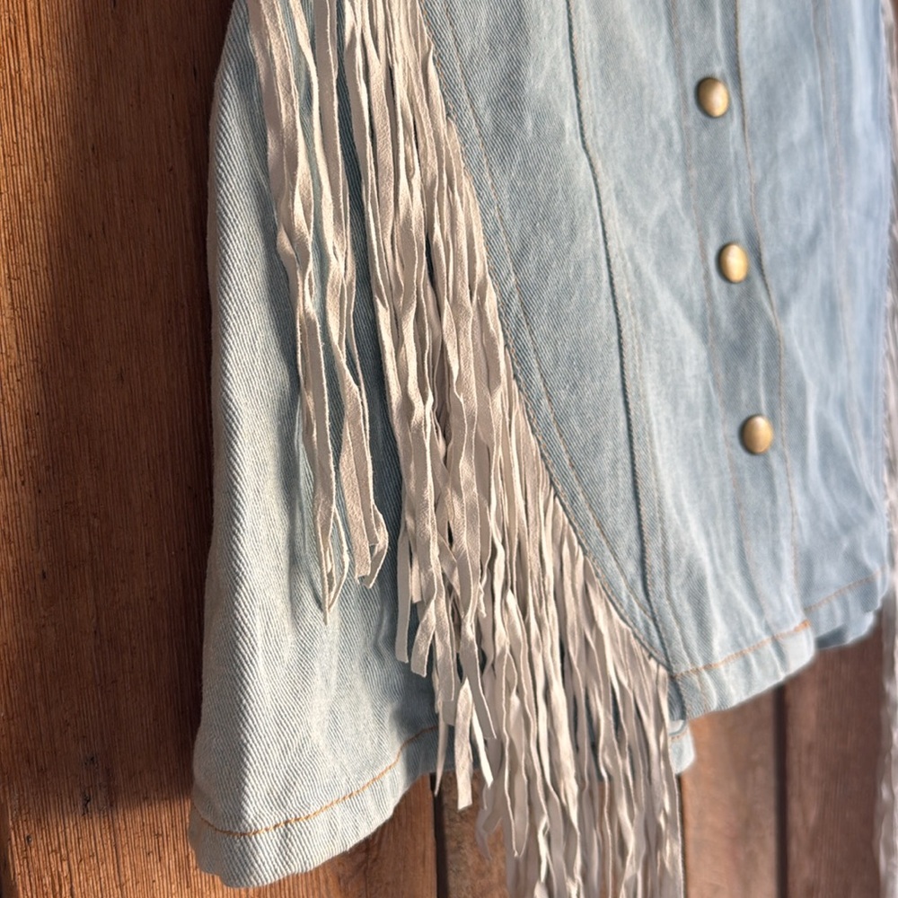 CHASING UNICORN western denim mini skirt with suede fringe - Picture 10 of 10